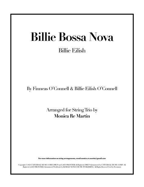 Billie Bossa Nova Arr Monica Re Martin Sheet Music Billie Eilish