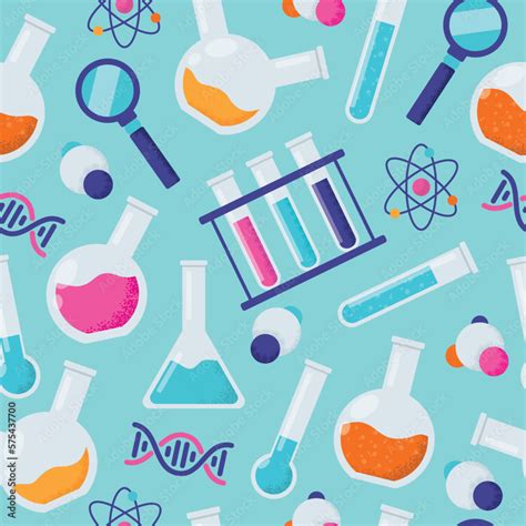 Seamless Pattern With Chemical Biology Physics Laboratories Icons