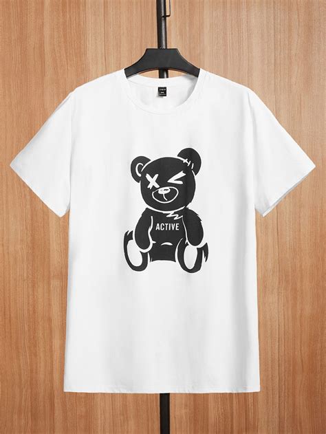 Hombres Camiseta Con Estampado De Oso Tshirt Print Printed Tees