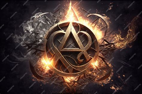 Premium Photo Generative Ai Arcane Symbol With Effect Of Fire And Ice