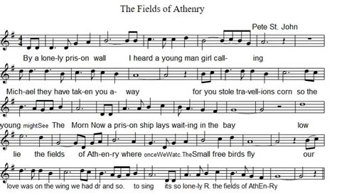 The Fields Of Athenry Sheet Music And Tin Whistle Flute Notes Irish