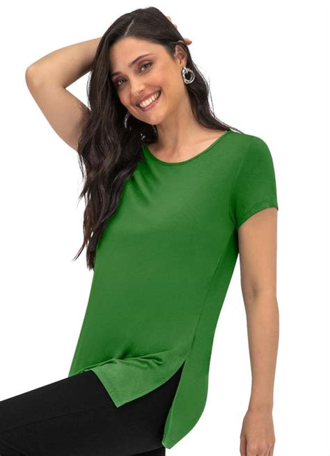 Blusa Básica Alongada Feminina Verde Rovitex