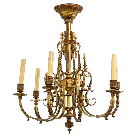 19th Century French Gilded Bronze 6 Arm Chandelier For Sale At 1stdibs