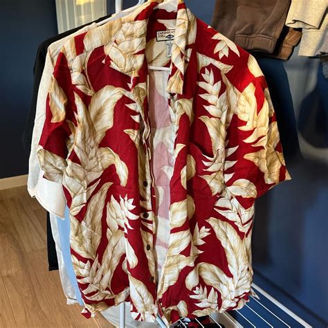 Caribbean Joe Button Up Hawaiian Shirt Mens L Fits Depop