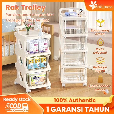 Jual Rak Trolley Dorong Laci Rak Troli Susun Serbaguna Kamar Tidur