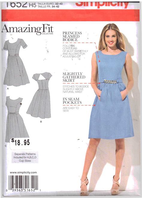 Simplicity 1652 Dress Size H5 6 8 10 12 14 Uncut Sewing Pattern