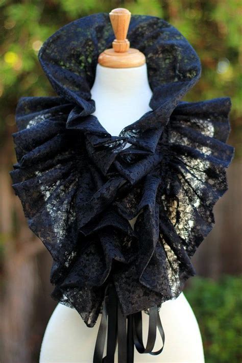 Black Lace Collar Fashion Neck Ruff For Burlesque Or Elizabethan