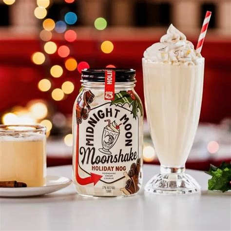 Boozy Eggnog Milkshake Midnight Moon American Moonshine And Moonshake Cream Liqueurs