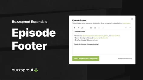 Episode Footer Buzzsprout Essentials Youtube