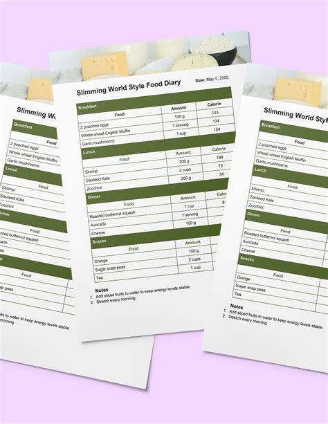 Slimming World Style Food Diary Template In Word PDF Google Docs