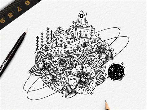 Planet Line Drawing At Explore Collection Of