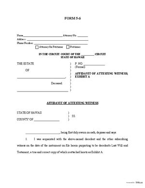 5 6 Affidavit Of Attesting Witness Hawaii Atticus Forms