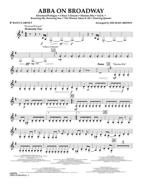 Abba On Broadway Arr Michael Brown Bb Bass Clarinet By Abba Sheet