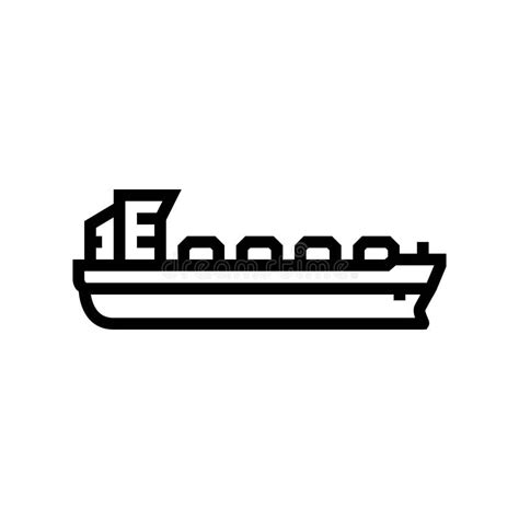 Bulk Carrier Ship Line Icon Vector Illustration Stock Illustration