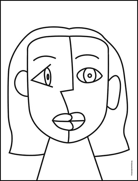 Easy How to Draw Cubism for Kids and Cubism Coloring Page