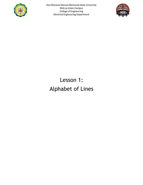 EEBE 101 Lesson 1 Alphabet Of Lines Mid La Union Campus College Of