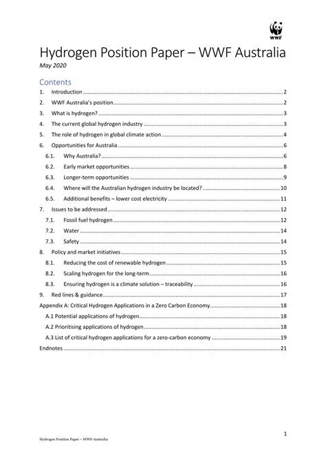 Pdf Hydrogen Position Paper Wwf Australia€¦ · Development Is