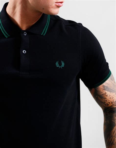 Fred Perry Twin Tipped Polo Shirt Blackivy Terraces Menswear