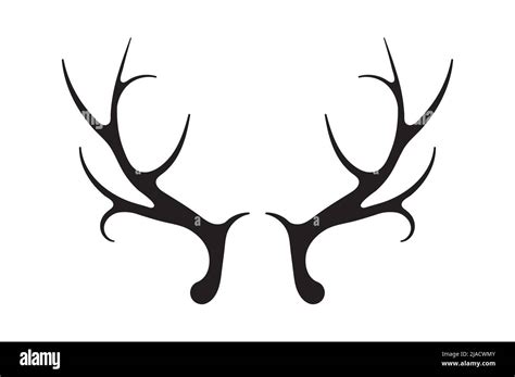 Deer Antlers Vector Silhouette Of The Horns Of A Wild Elk Roe Deer On