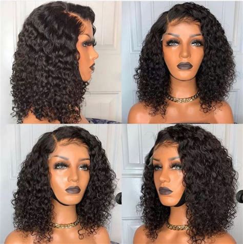 Magic Love Human Virgin Hair Bob Curl Pre Plucked Lace Wig For Black