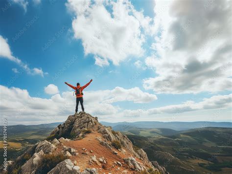 A Photo Of A Solo Hiker Reaching The Summit Of A Local Hill With A