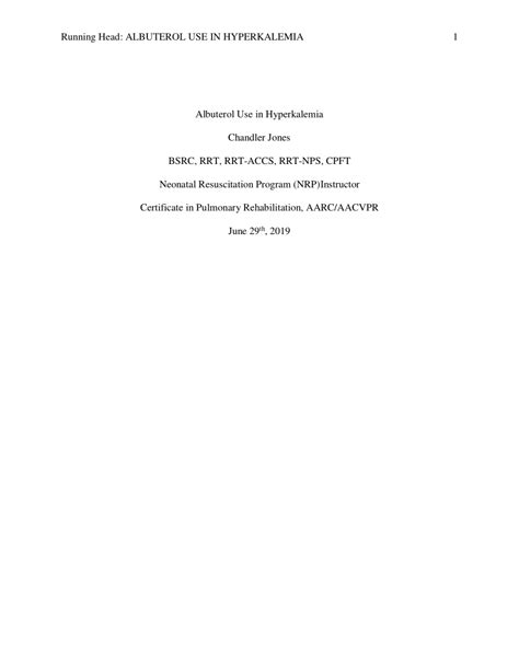 (PDF) Albuterol Use in Hyperkalemia