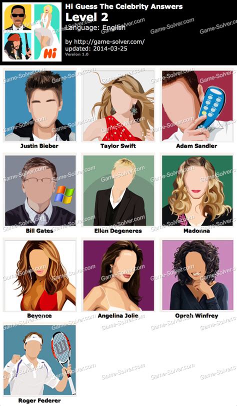 Hi Guess The Celebrity Level 2 • Game Solver