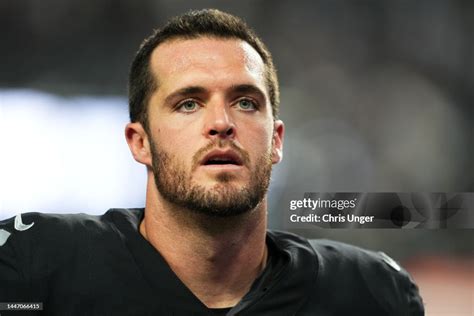 Quarterback Derek Carr Of The Las Vegas Raiders Walks Off The Field