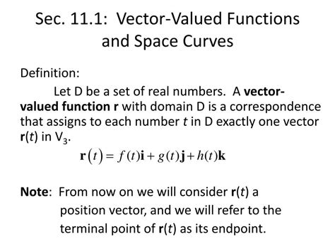 Ppt Sec Vector Valued Functions And Space Curves Powerpoint