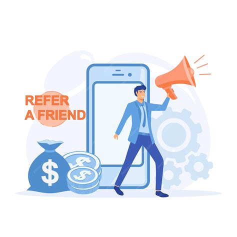 Premium Vector | Refer a friend concept people share info about