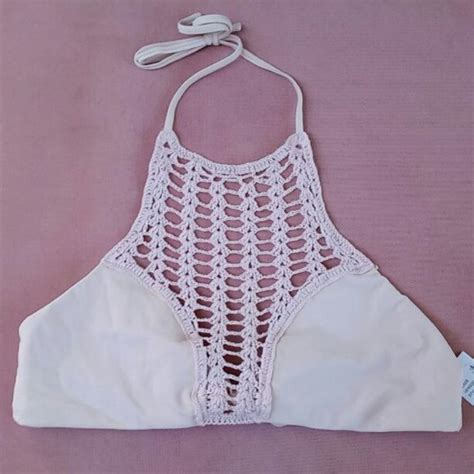La Hearts Swim New La Hearts Macrame High Neck Halter Bikini Top Poshmark