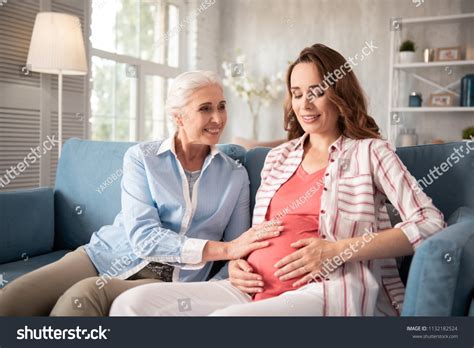 Pregnant Niece Smiling Blondehaired Mature Woman Stock Photo Shutterstock