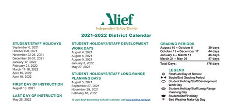 Alief ISD Calendar: A Comprehensive Guide For Students And Parents ...