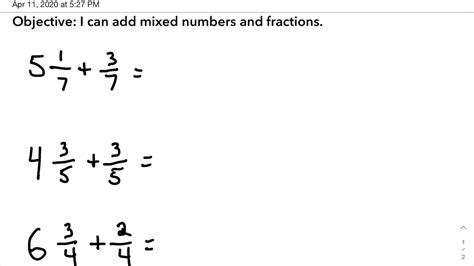 Adding Mixed Number Fractions Corbettmaths