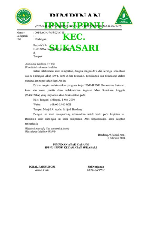 Doc Contoh Ipnu Surat Sukasari Musthofa Arifin