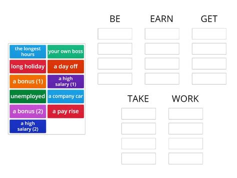 Unit Work Collocations Ordenar Por Grupo