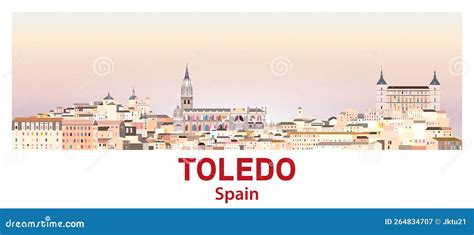 Toledo Skyline In Bright Color Palette Vector Illustration Stock Vector