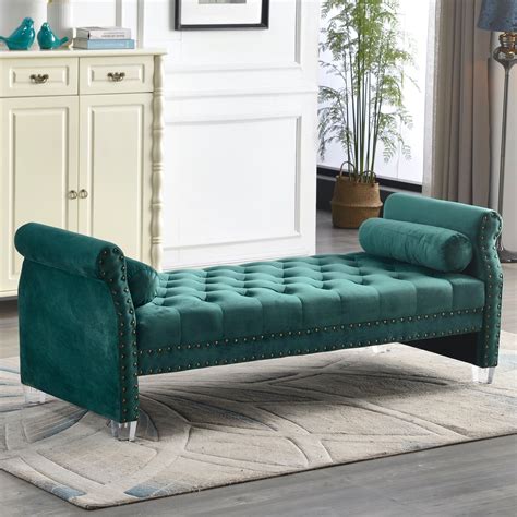 Arm Velvet Tufted Upholstered Bench Sanfurniture Ae