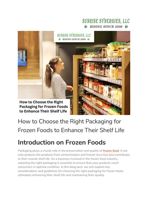 Ppt How To Choose The Right Packaging For Frozen Foods To Enhance Their Shelf Life Powerpoint