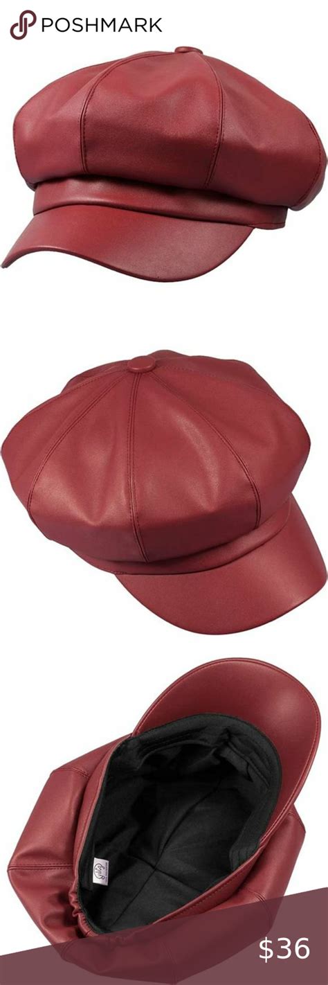 Newsboy Caps PU Leather Cabbie Red | Leather, Newsboy cap, Leather hats