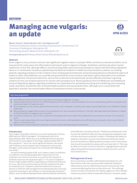 Managing acne vulgaris- an update | PDF | Health Care | Health Sciences