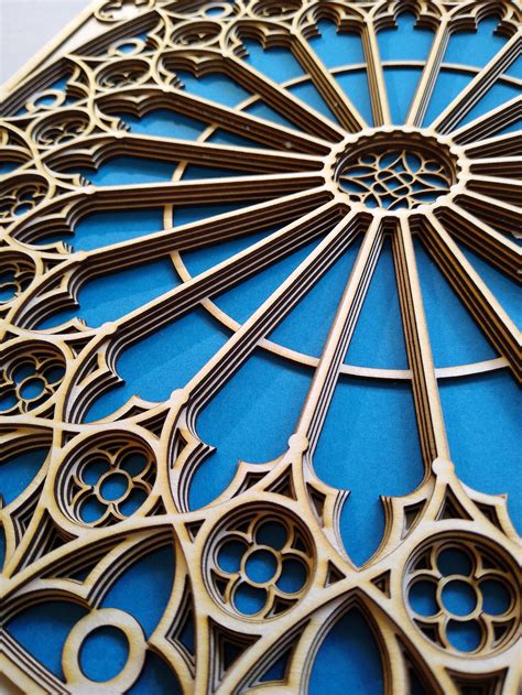 Gothic Cathedral Rose Window 01 Pattern For Laser Cutting Layered