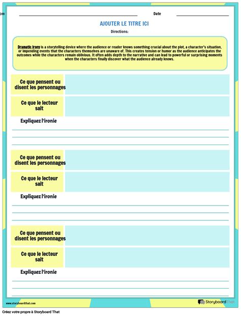 Feuille De Travail Sur L Ironie Dramatique Storyboard