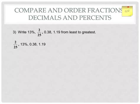 Compare And Order Fractions Decimals And Percents PPT