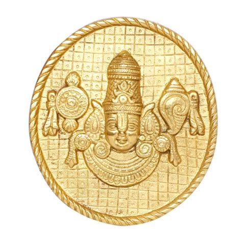 Golden Lord Tirupati Balaji Venkateswara With Shankh Chakra Wall