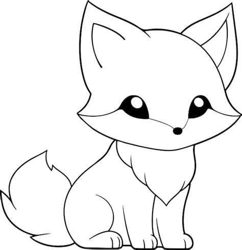 Illustration vectorielle de renard Contour noir et blanc Livre de coloriage de renard ou page ...