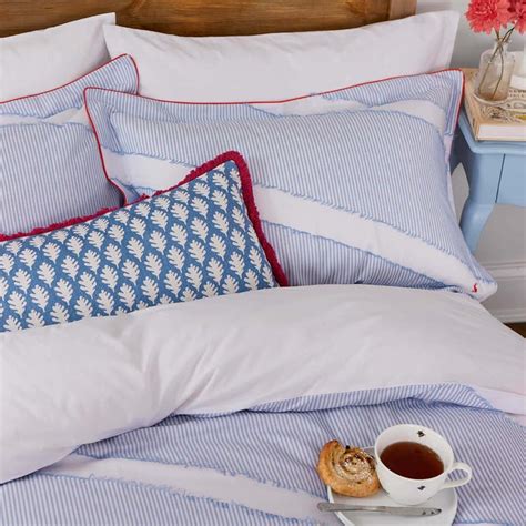 Joules Diagonal Clipped Bedding Blue | Bedeck Home