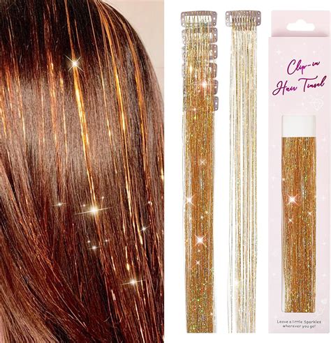 Reecho Hair Tinsel Pcs Clip In Hair Tinsel Kit Glitter Fairy