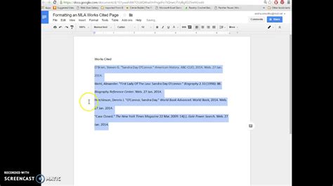 Formatting An MLA Works Cited Page In Google Docs YouTube