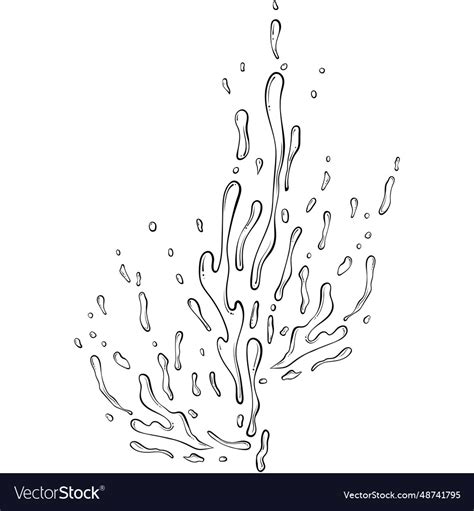 Liquid splash line art Royalty Free Vector Image